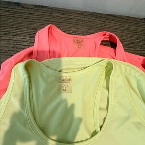 Calia Coral and Lime Performance Racerback Tanks - Set of 2